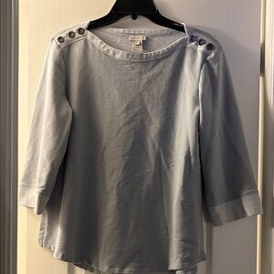 Multiples Light Gray Button-Shoulder Blouse